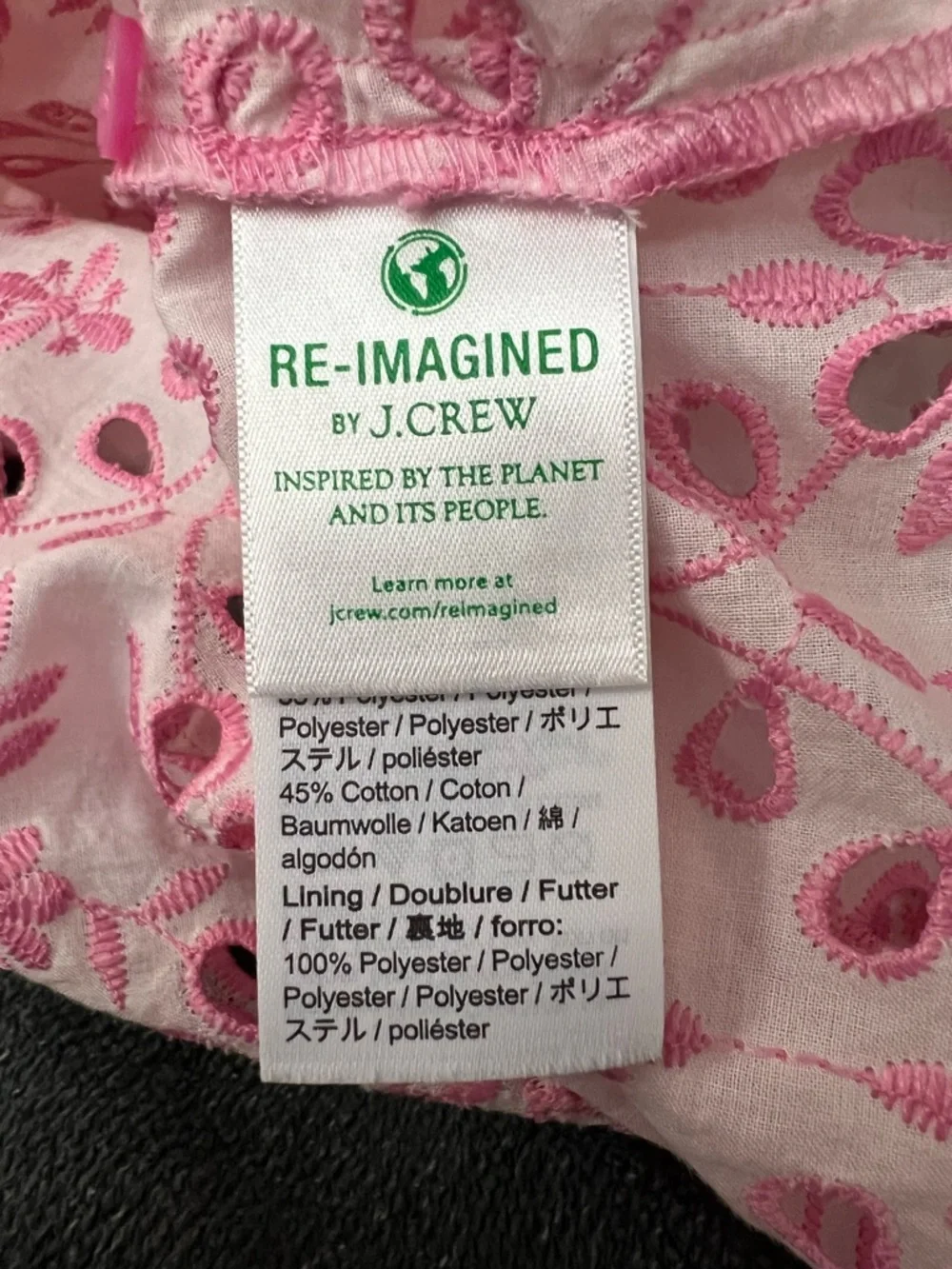 J. Crew Pink Floral cotton blend Embroidered Short Sleeve Blouse - Picture 5 of 8